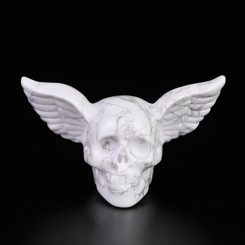 white turquoise skull with wings